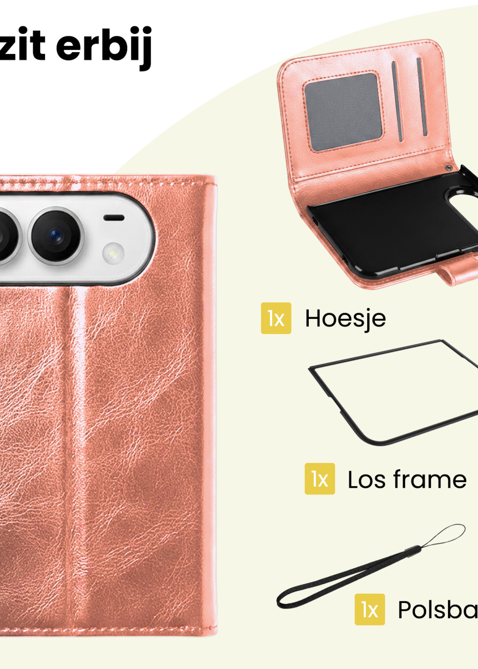LUQ LUQ iPhone Duo Hoesje Bookcase Met Screenprotector - Rose Goud