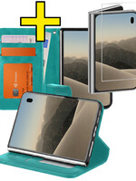 LUQ LUQ iPhone Duo Hoesje Bookcase Met Screenprotector - Turquoise