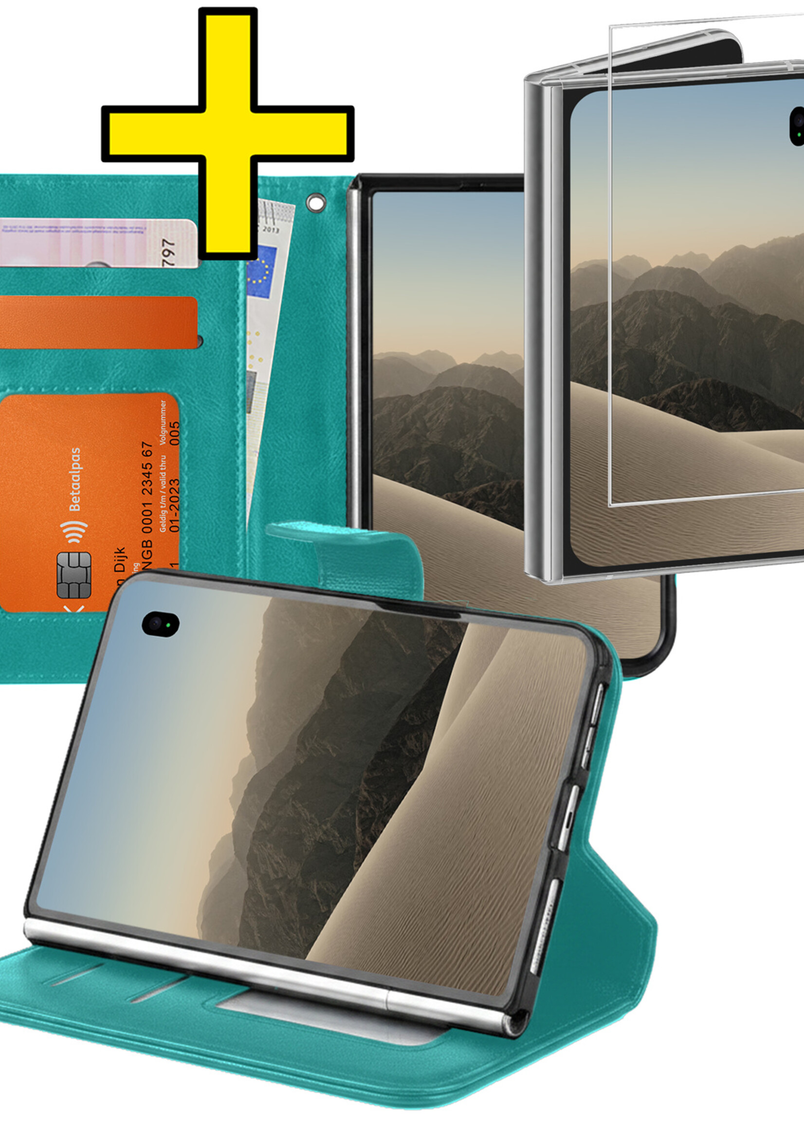 LUQ LUQ iPhone Duo Hoesje Bookcase Met Screenprotector - Turquoise