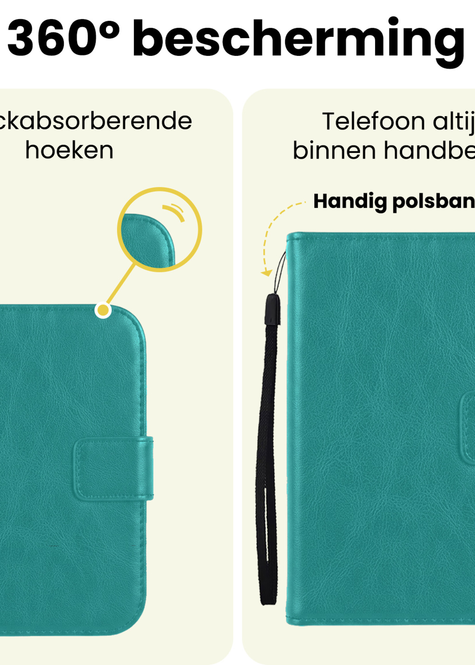 LUQ LUQ iPhone Duo Hoesje Bookcase Met Screenprotector - Turquoise