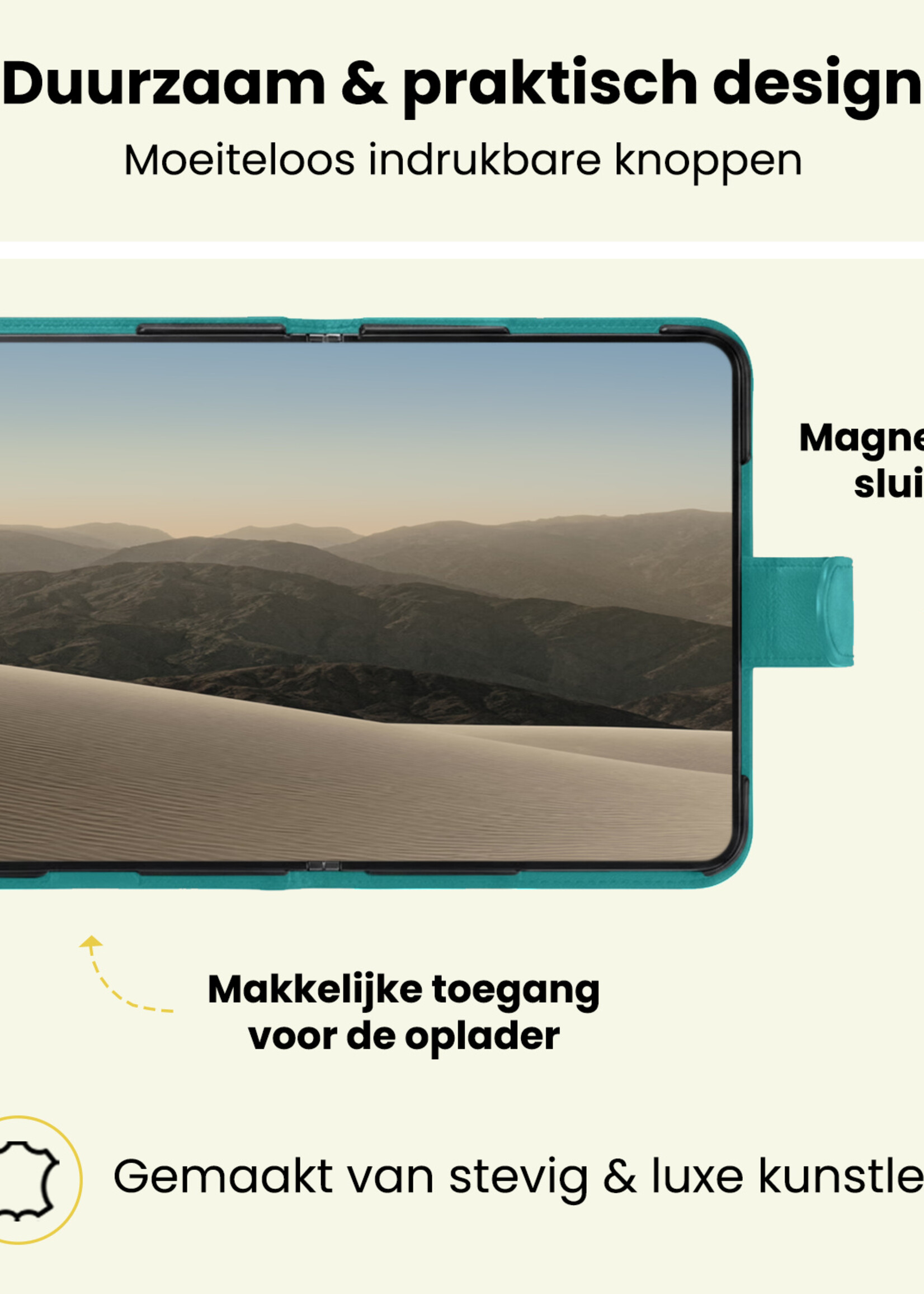 LUQ LUQ iPhone Duo Hoesje Bookcase Met Screenprotector - Turquoise