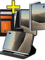 LUQ LUQ iPhone Duo Hoesje Bookcase Met Screenprotector - Zwart