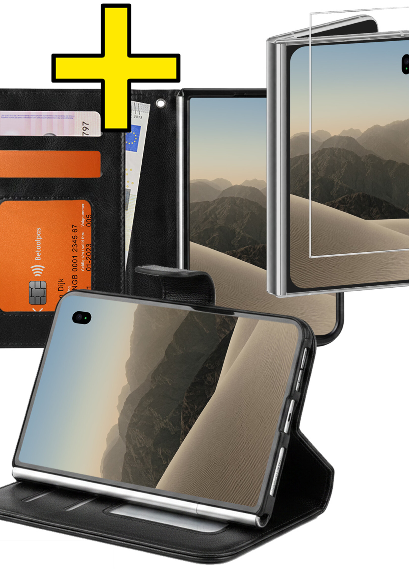 LUQ LUQ iPhone Duo Hoesje Bookcase Met Screenprotector - Zwart