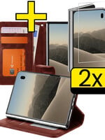 LUQ LUQ iPhone Duo Hoesje Bookcase Met 2x Screenprotector - Bruin