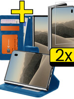 LUQ LUQ iPhone Duo Hoesje Bookcase Met 2x Screenprotector - Donkerblauw