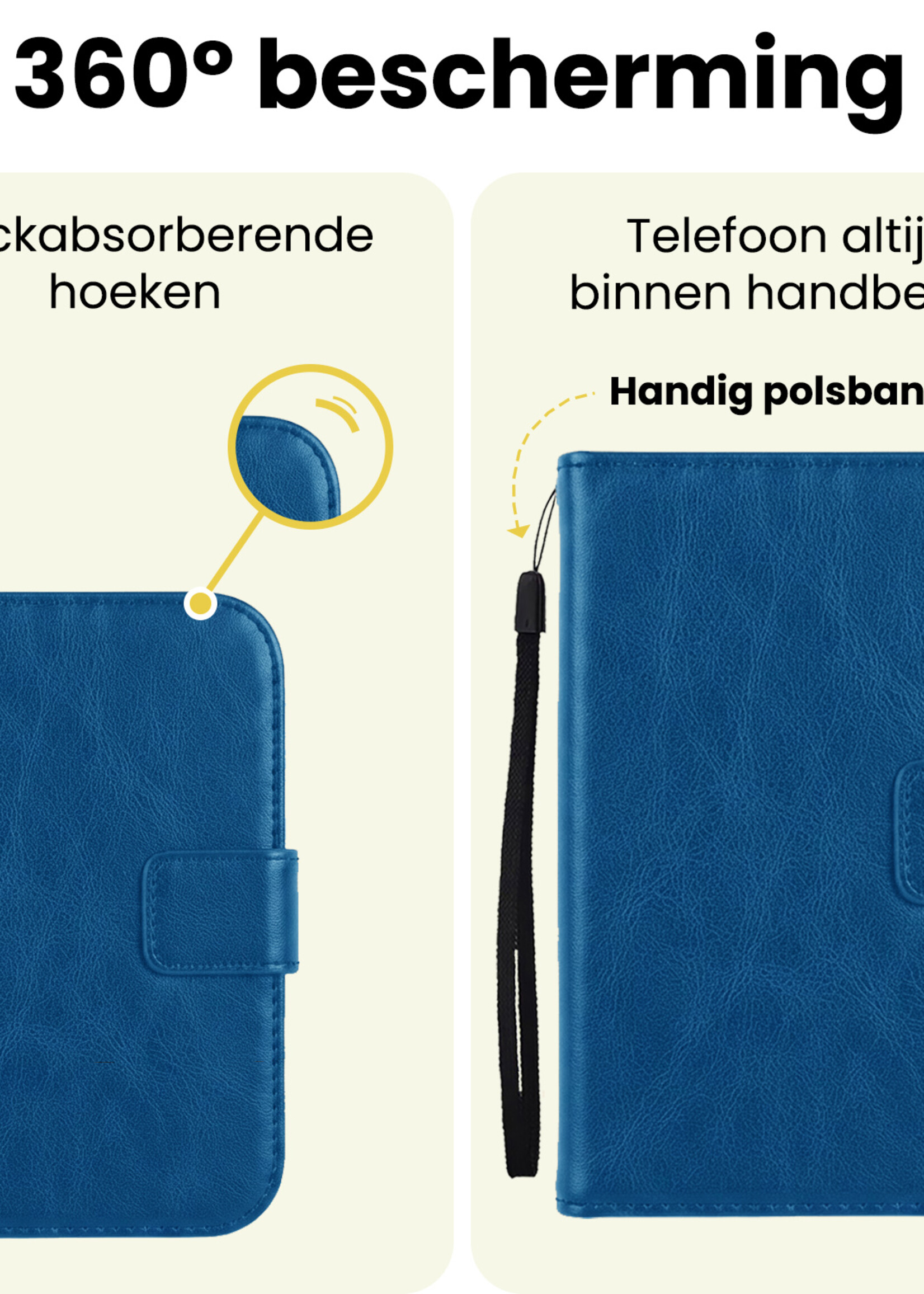 LUQ LUQ iPhone Duo Hoesje Bookcase Met 2x Screenprotector - Donkerblauw