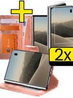 LUQ LUQ iPhone Duo Hoesje Bookcase Met 2x Screenprotector - Rose Goud