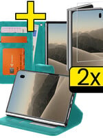 LUQ LUQ iPhone Duo Hoesje Bookcase Met 2x Screenprotector - Turquoise