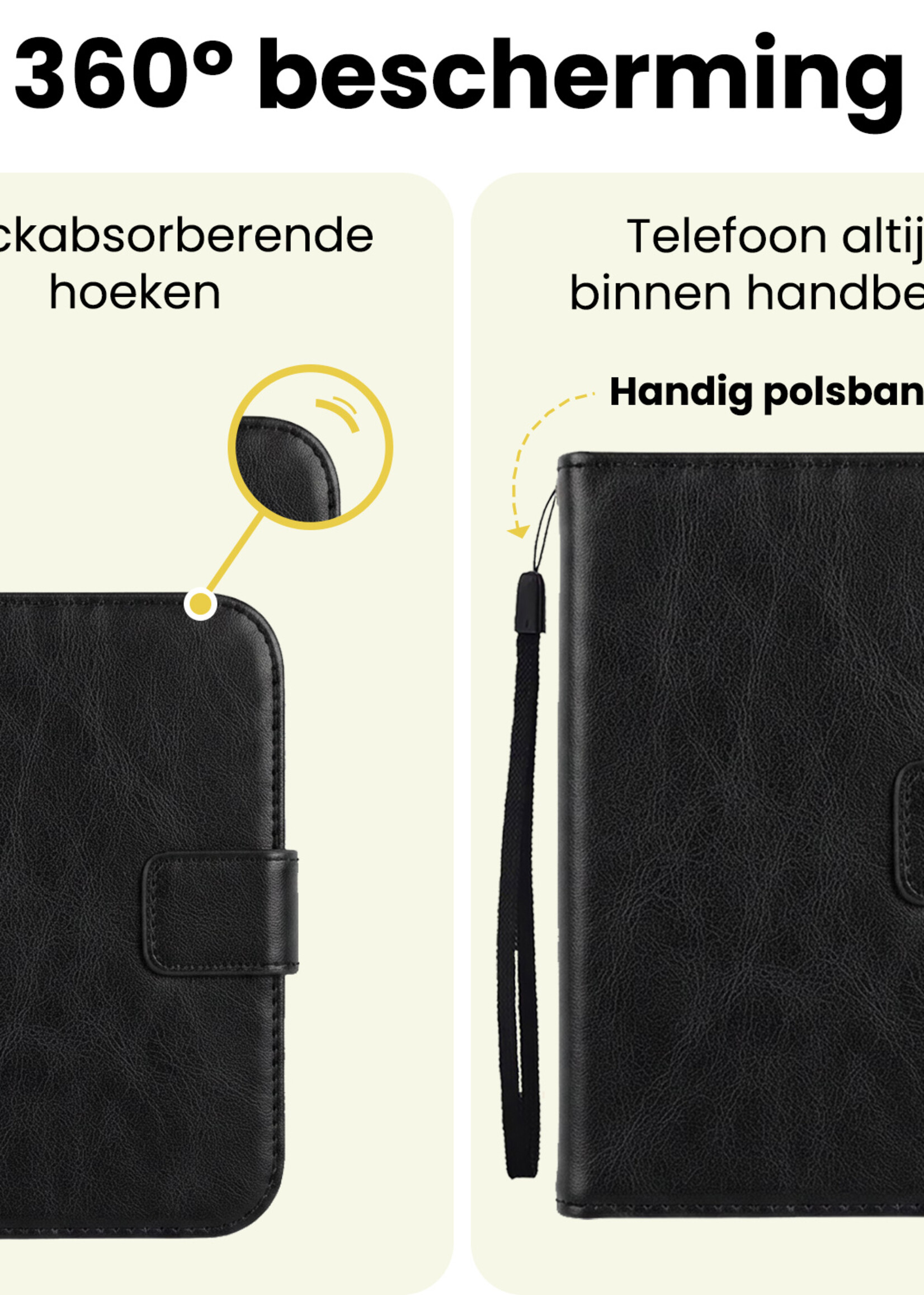 LUQ LUQ iPhone Duo Hoesje Bookcase Met 2x Screenprotector - Zwart