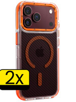 LUQ LUQ iPhone 18 Pro Magsafe Carbon Hoesje - Oranje - 2 PACK