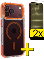LUQ LUQ iPhone 18 Pro Max Magsafe Carbon Hoesje Oranje Met 2x Screenprotector