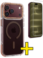 LUQ LUQ iPhone 18 Pro Max Magsafe Carbon Hoesje Bruin Met Screenprotector