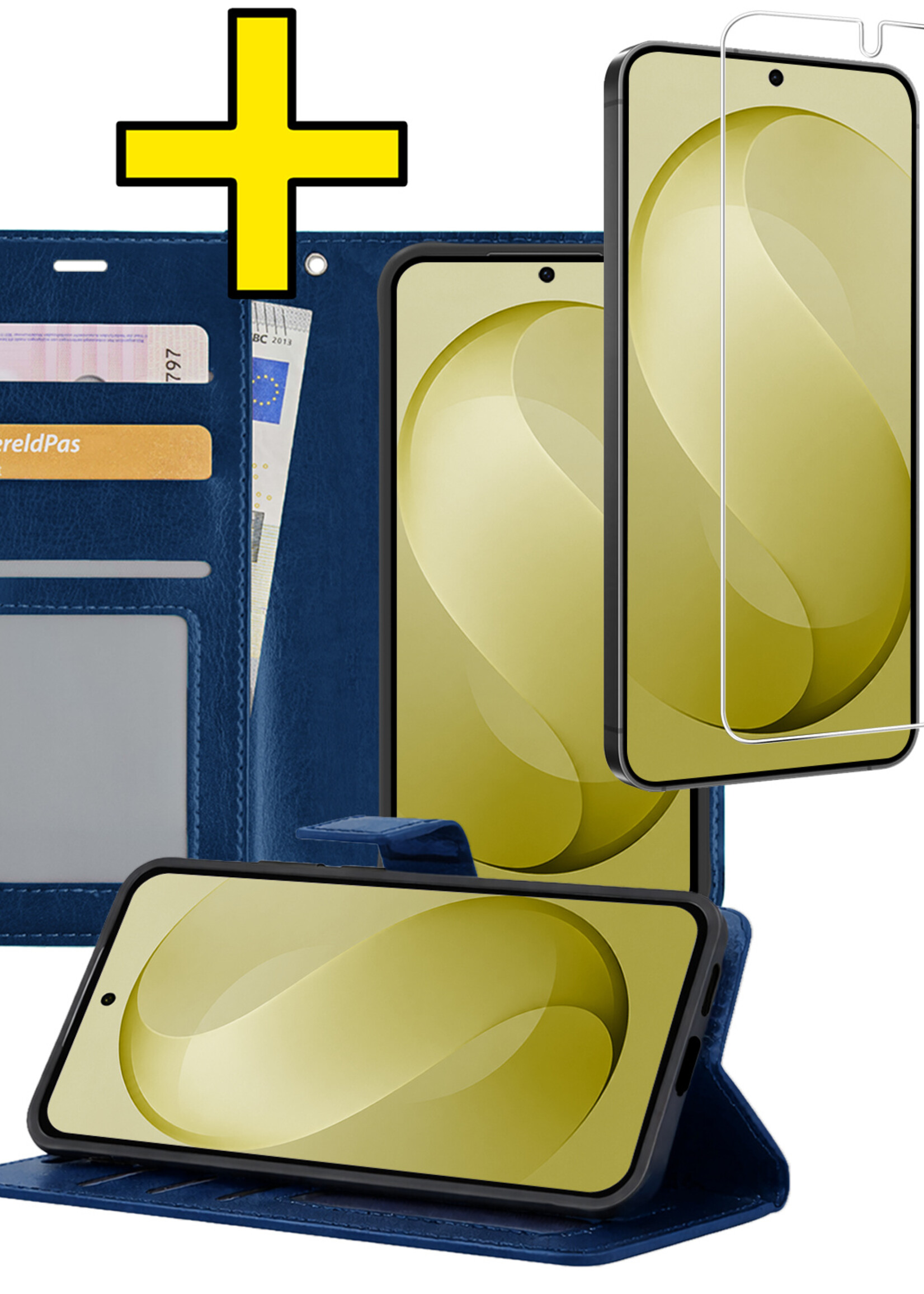 LUQ LUQ Samsung Galaxy S26 FE Hoesje Bookcase Met Screenprotector - Donkerblauw