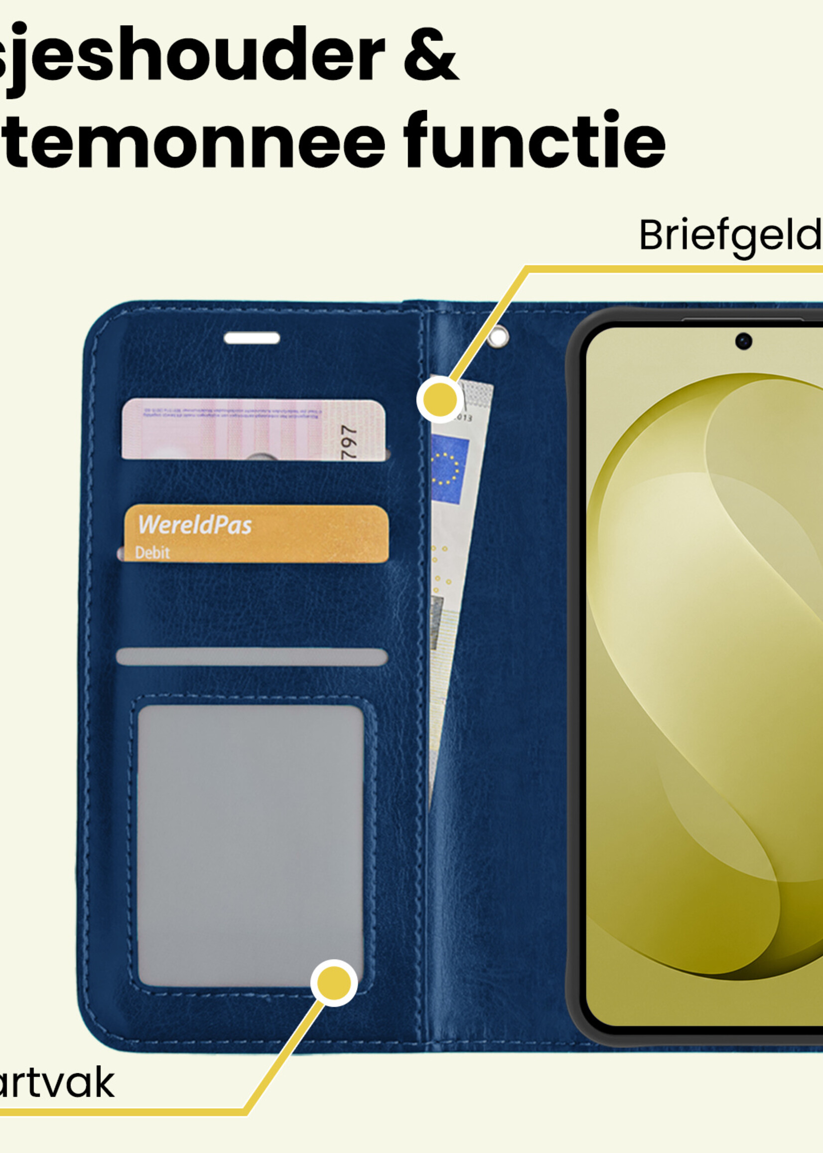 LUQ LUQ Samsung Galaxy S26 FE Hoesje Bookcase Met Screenprotector - Donkerblauw
