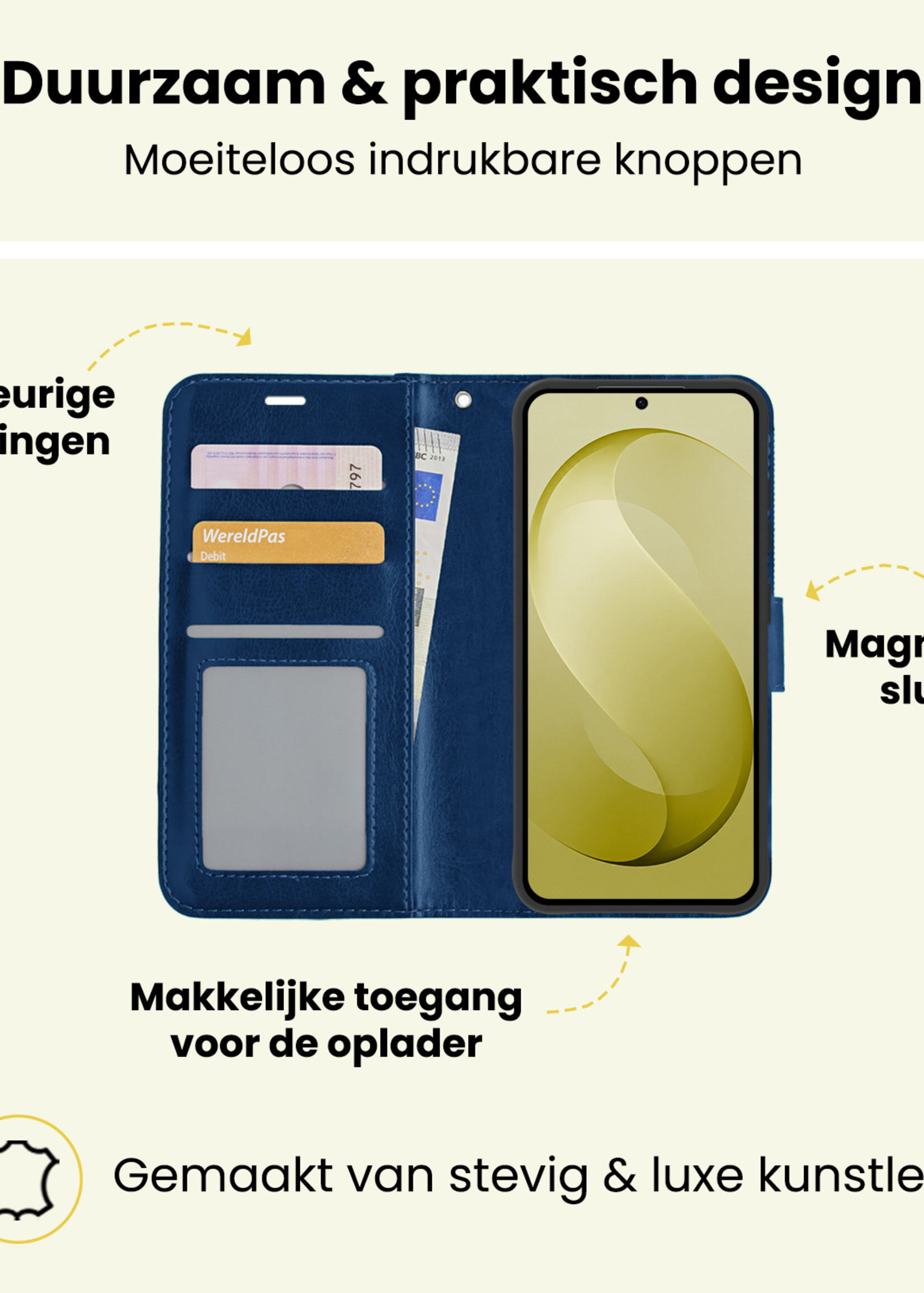 LUQ LUQ Samsung Galaxy S26 FE Hoesje Bookcase Met Screenprotector - Donkerblauw