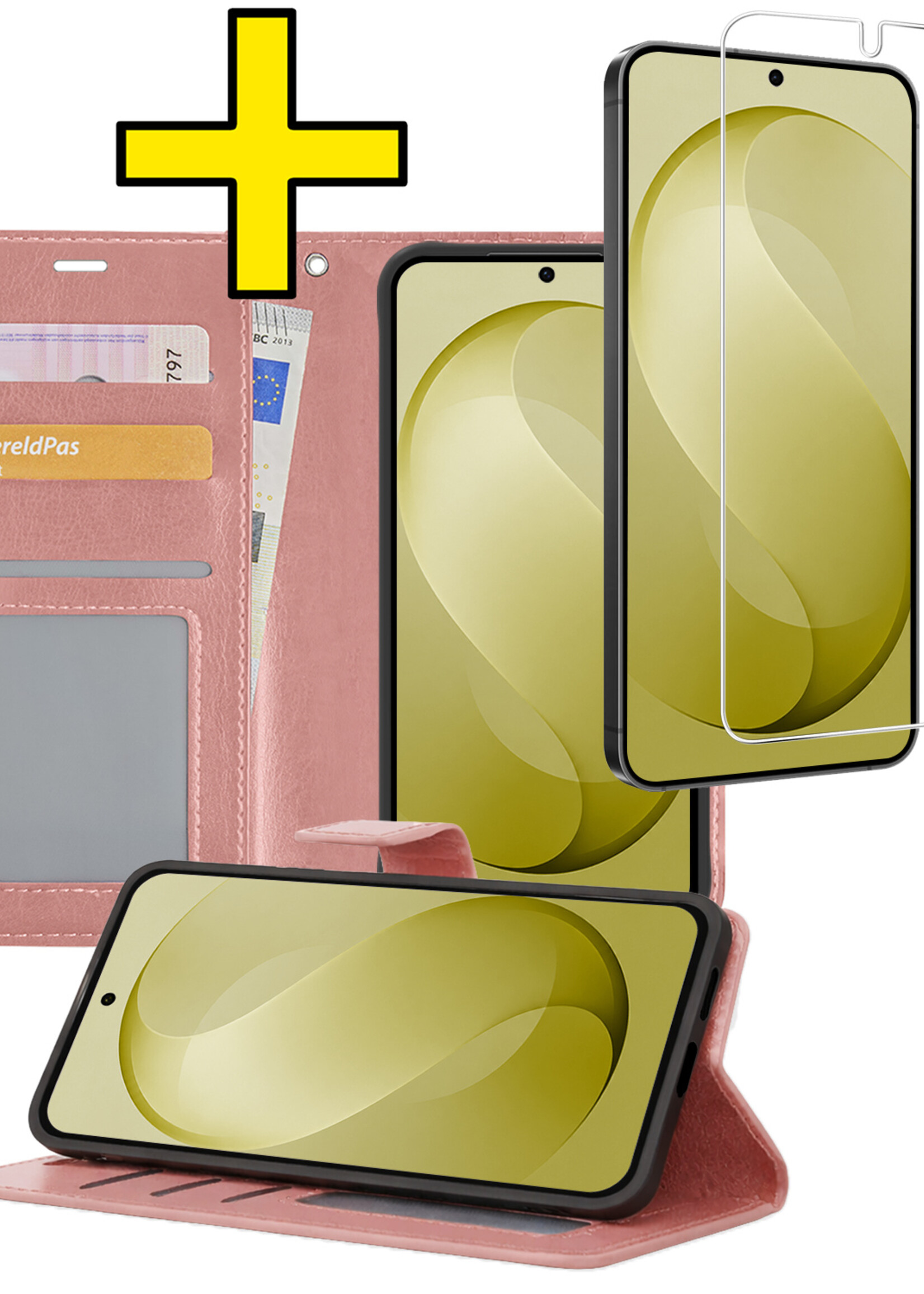 LUQ LUQ Samsung Galaxy S26 FE Hoesje Bookcase Met Screenprotector - Rose Goud