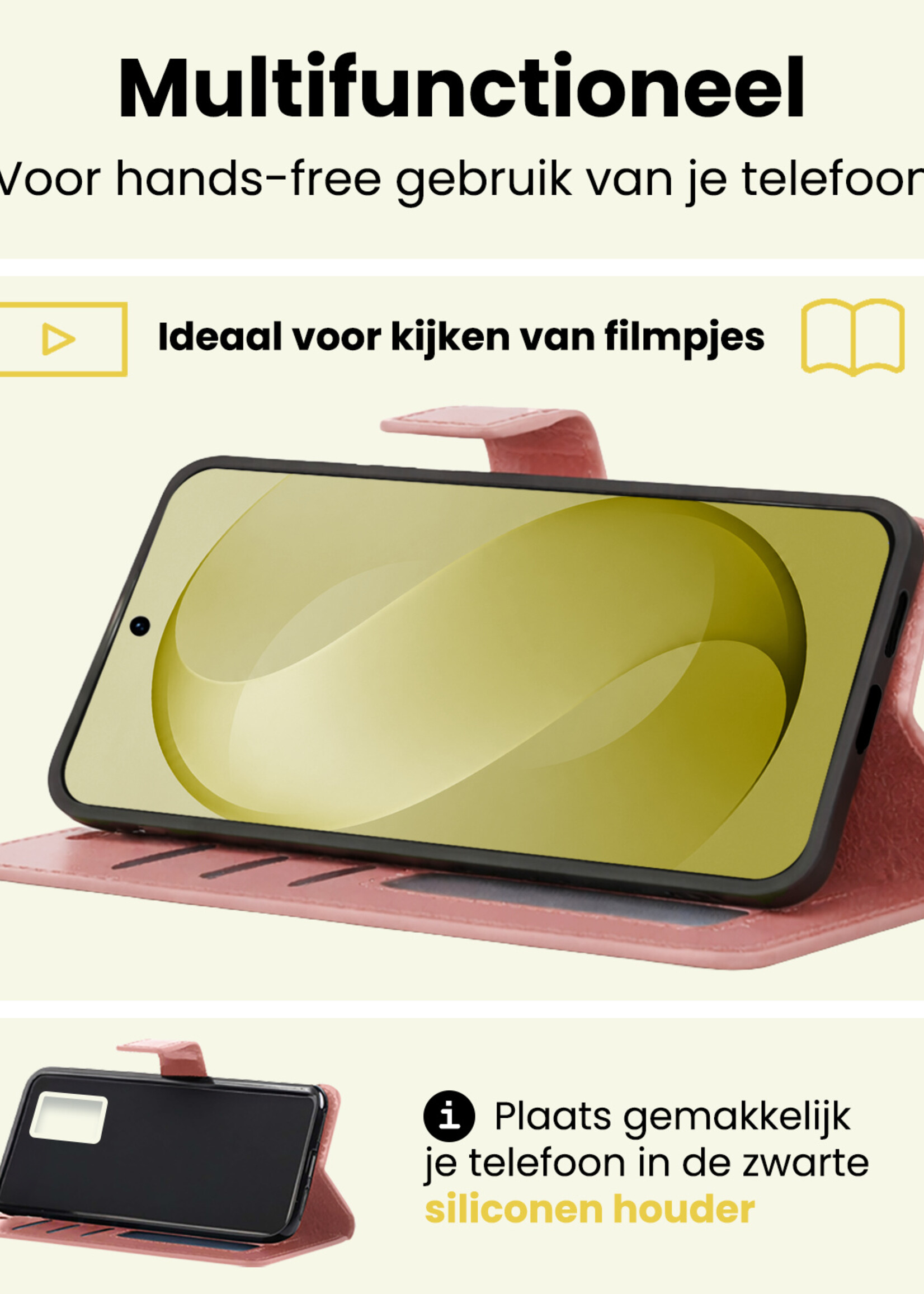 LUQ LUQ Samsung Galaxy S26 FE Hoesje Bookcase Met Screenprotector - Rose Goud