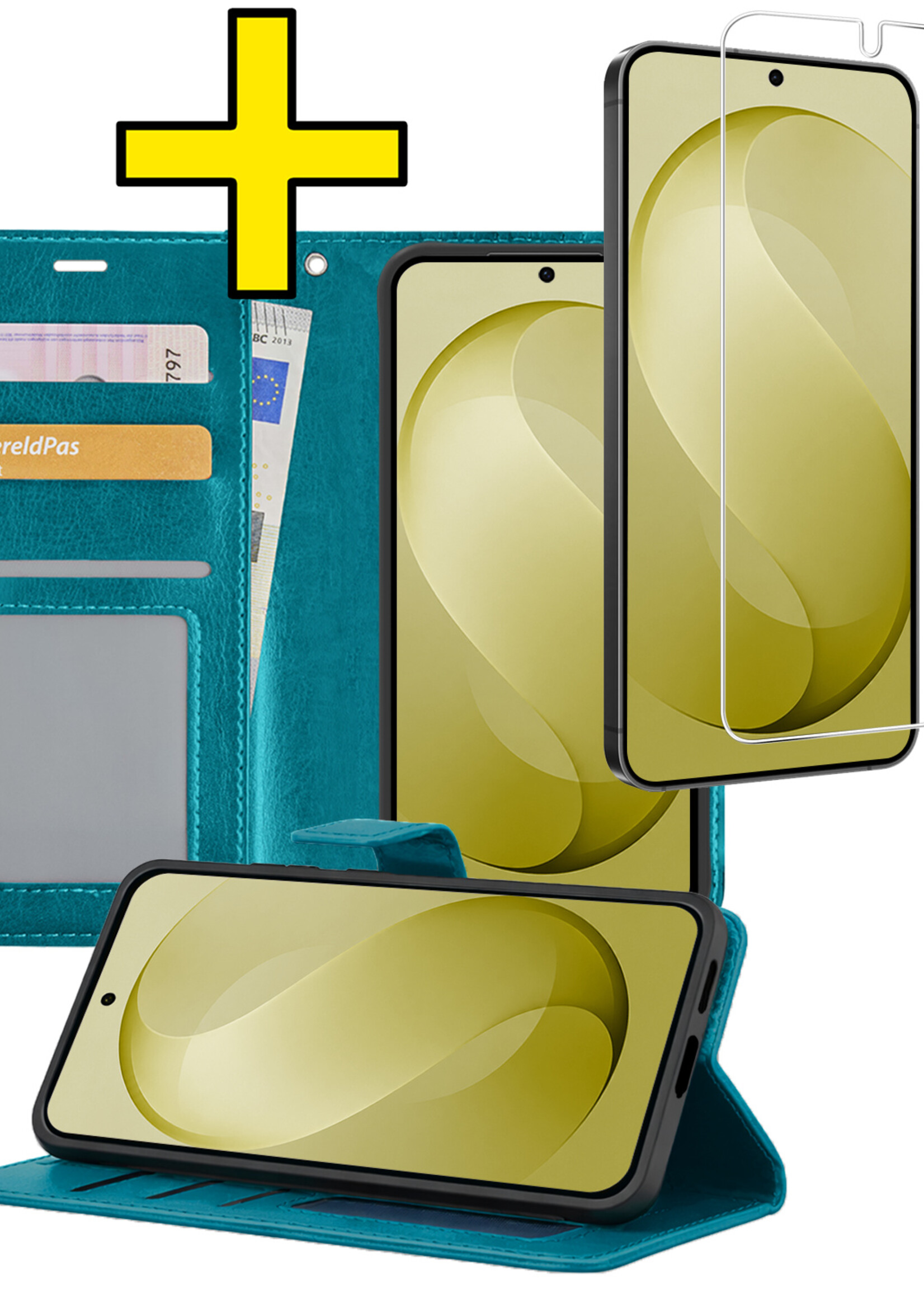 LUQ LUQ Samsung Galaxy S26 FE Hoesje Bookcase Met Screenprotector - Turquoise