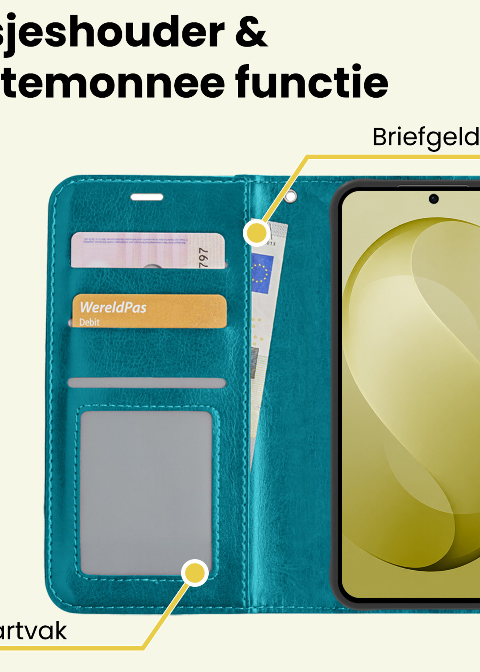 LUQ LUQ Samsung Galaxy S26 FE Hoesje Bookcase Met Screenprotector - Turquoise