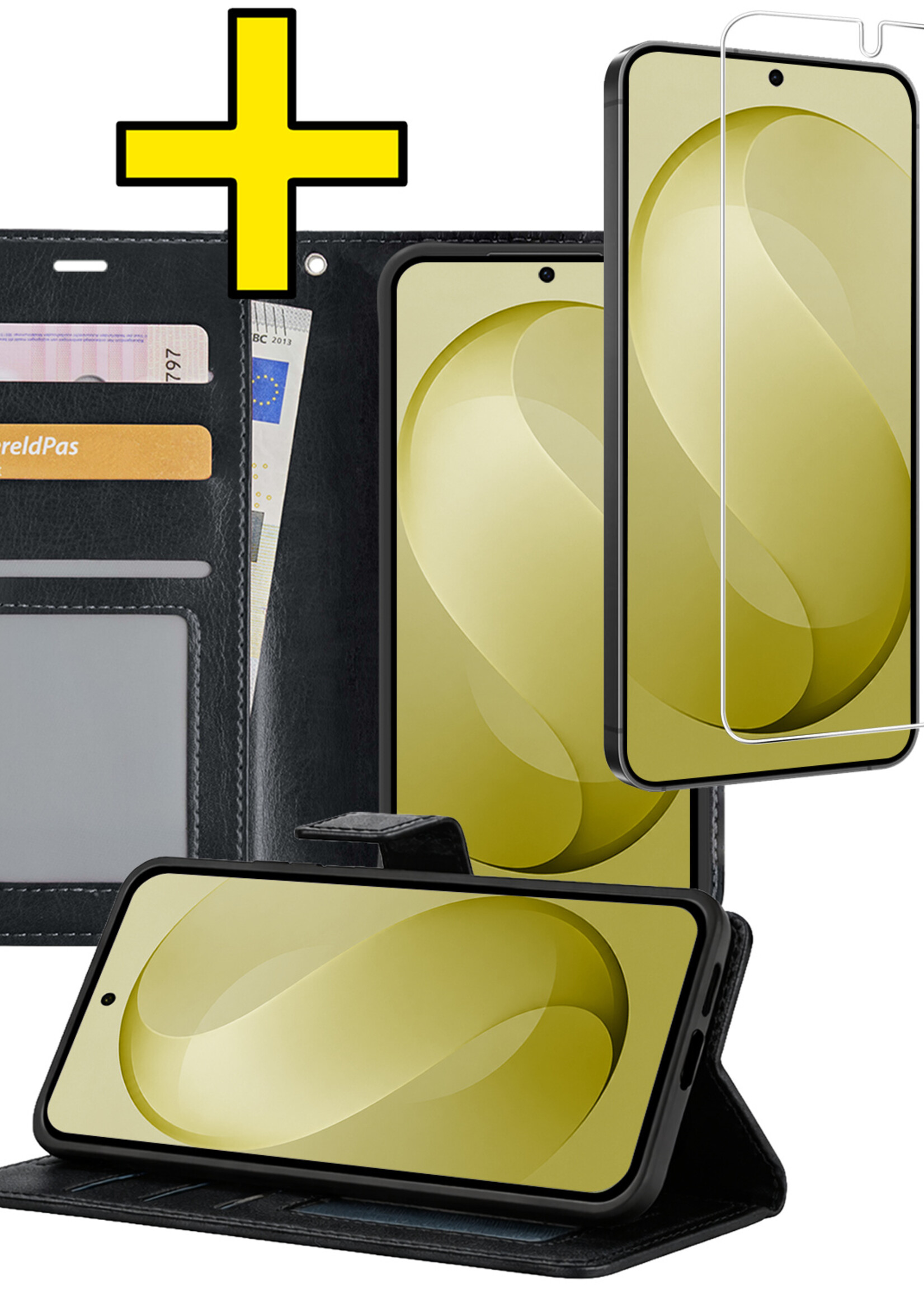 LUQ LUQ Samsung Galaxy S26 FE Hoesje Bookcase Met Screenprotector - Zwart