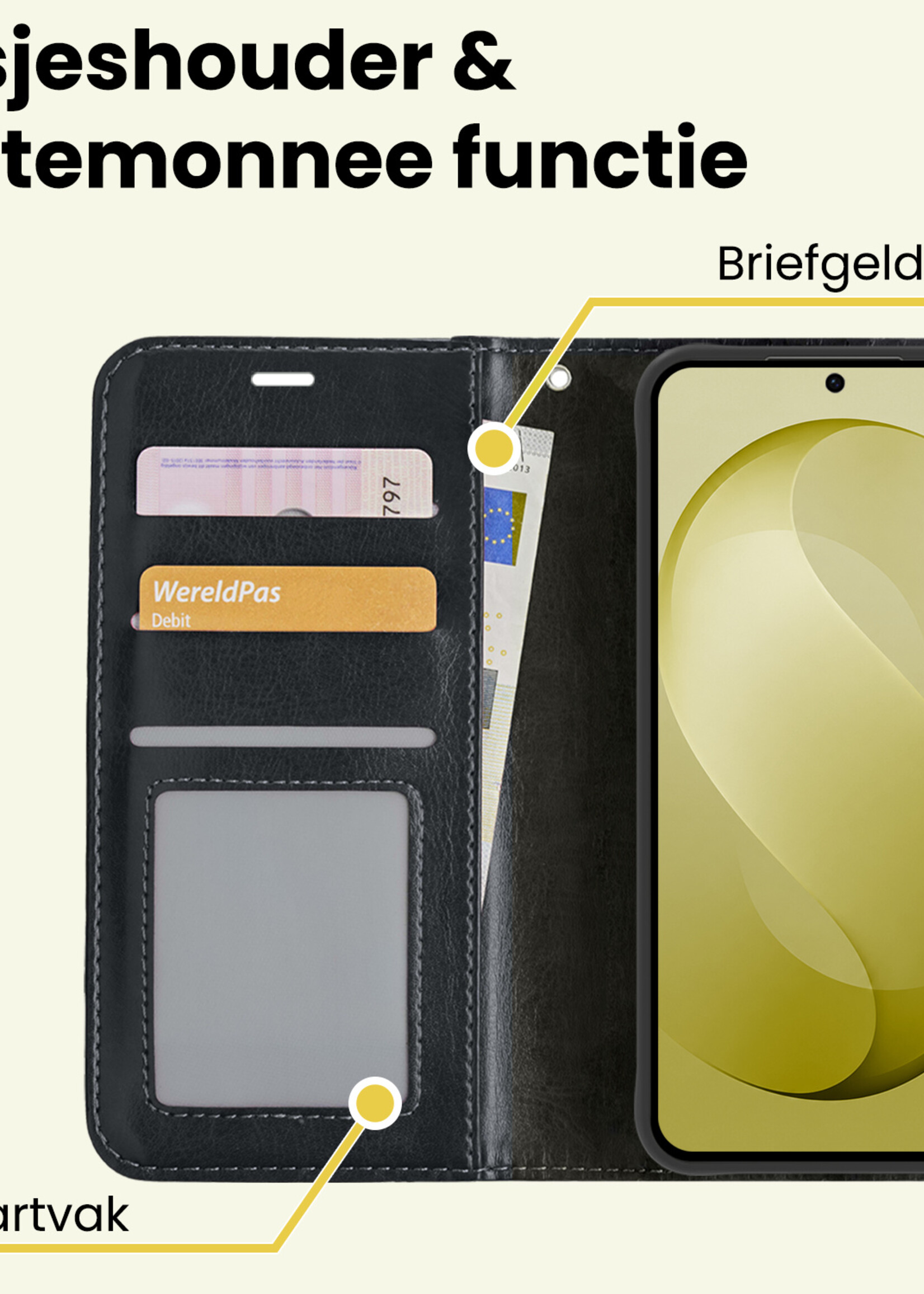 LUQ LUQ Samsung Galaxy S26 FE Hoesje Bookcase Met Screenprotector - Zwart