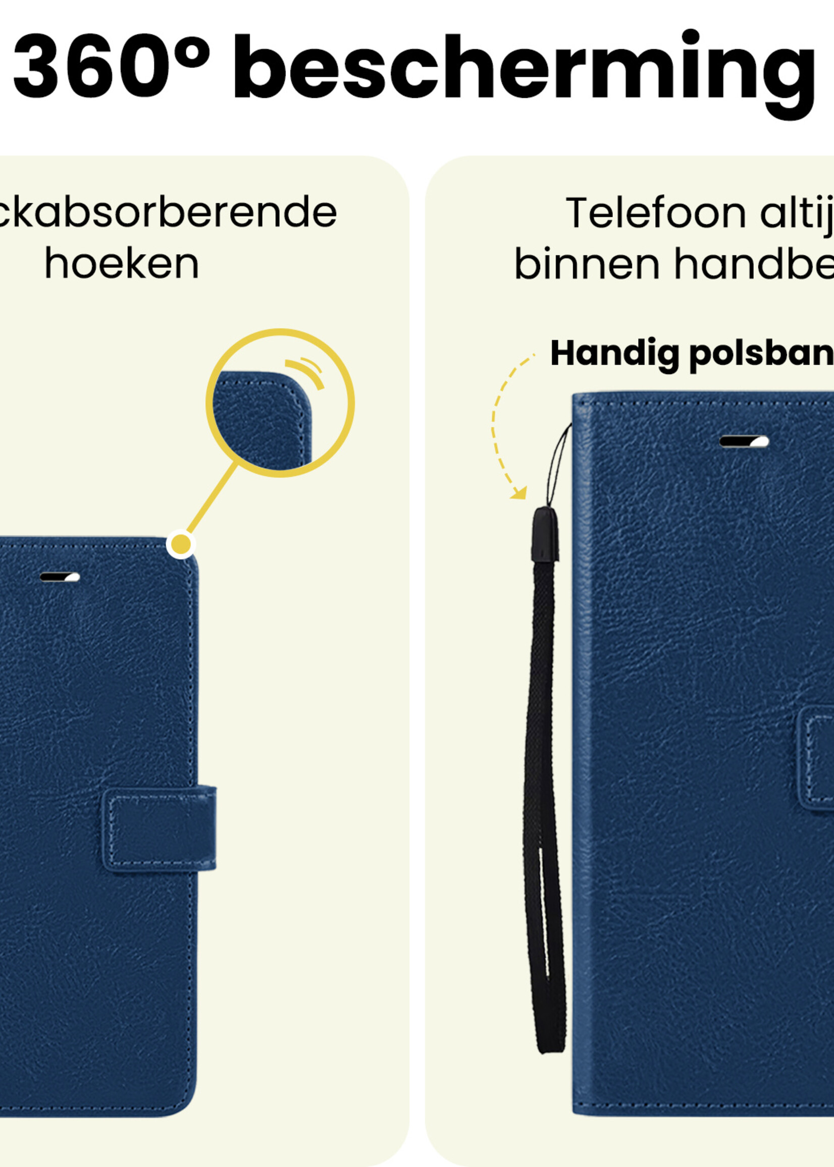 LUQ LUQ Samsung Galaxy S26 FE Hoesje Bookcase Met 2x Screenprotector - Donkerblauw