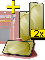 LUQ LUQ Samsung Galaxy S26 FE Hoesje Bookcase Met 2x Screenprotector - Rose Goud
