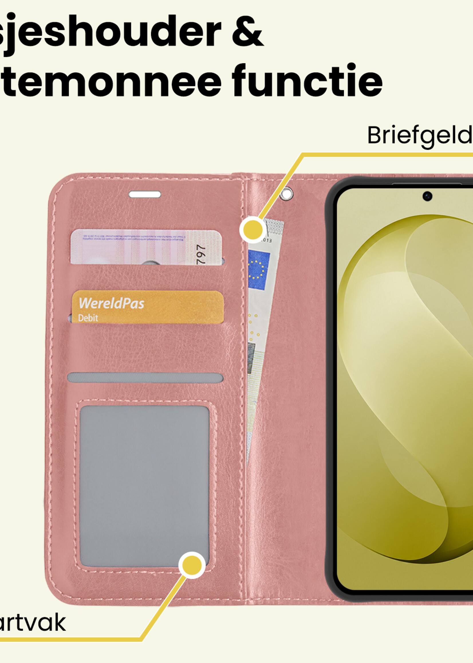 LUQ LUQ Samsung Galaxy S26 FE Hoesje Bookcase Met 2x Screenprotector - Rose Goud