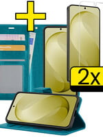 LUQ LUQ Samsung Galaxy S26 FE Hoesje Bookcase Met 2x Screenprotector - Turquoise