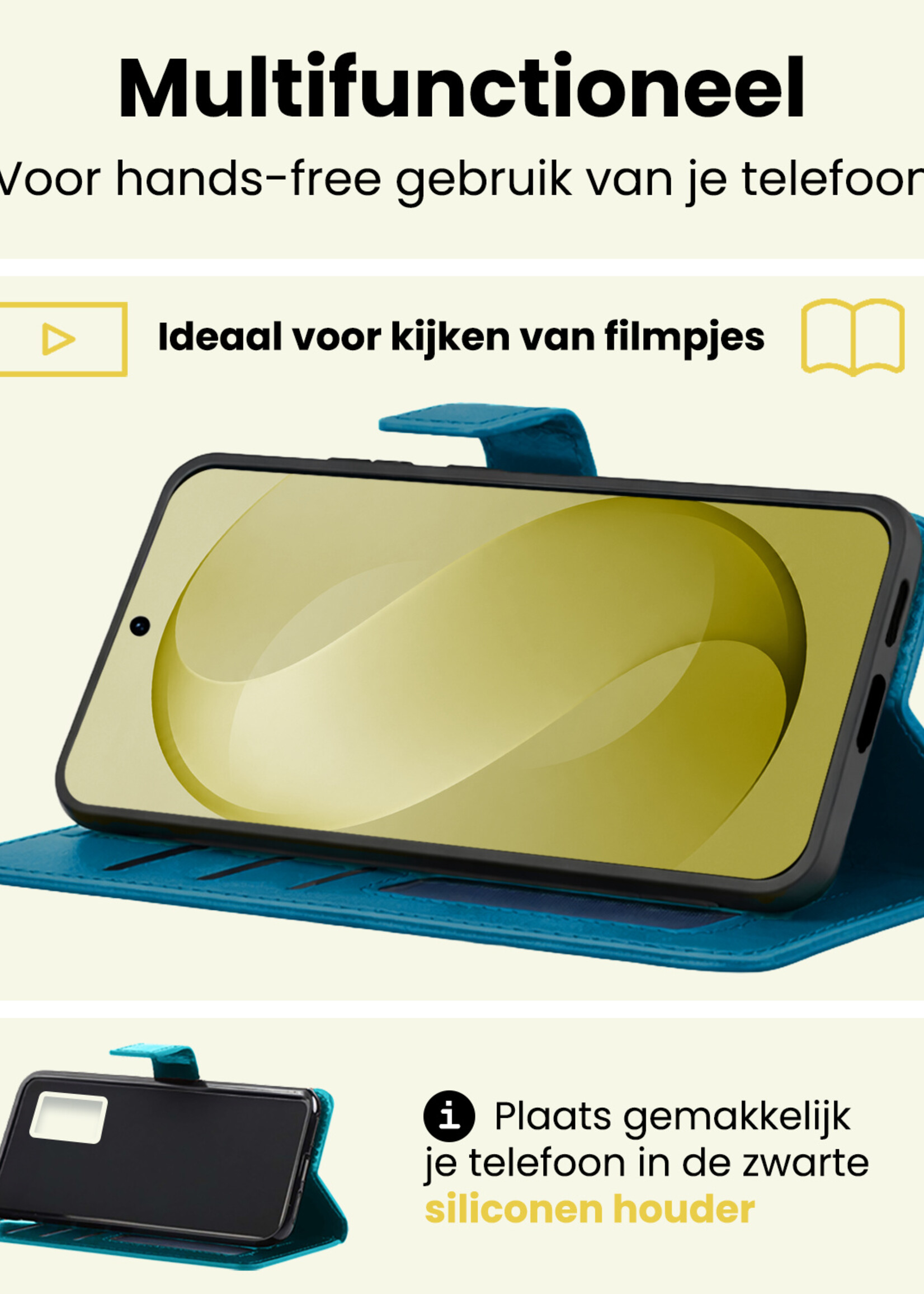 LUQ LUQ Samsung Galaxy S26 FE Hoesje Bookcase Met 2x Screenprotector - Turquoise