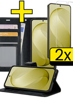 LUQ LUQ Samsung Galaxy S26 FE Hoesje Bookcase Met 2x Screenprotector - Zwart
