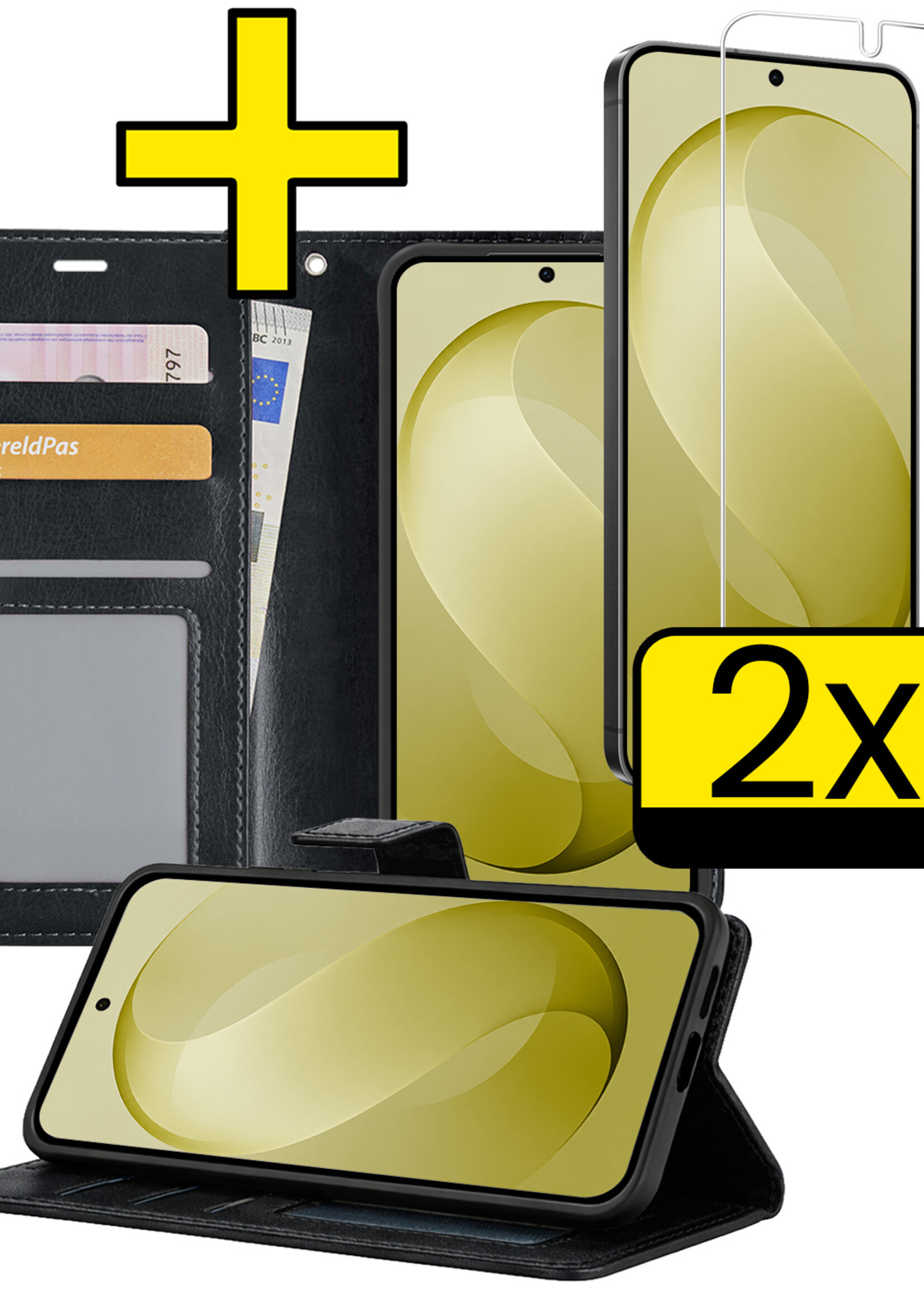 LUQ LUQ Samsung Galaxy S26 FE Hoesje Bookcase Met 2x Screenprotector - Zwart