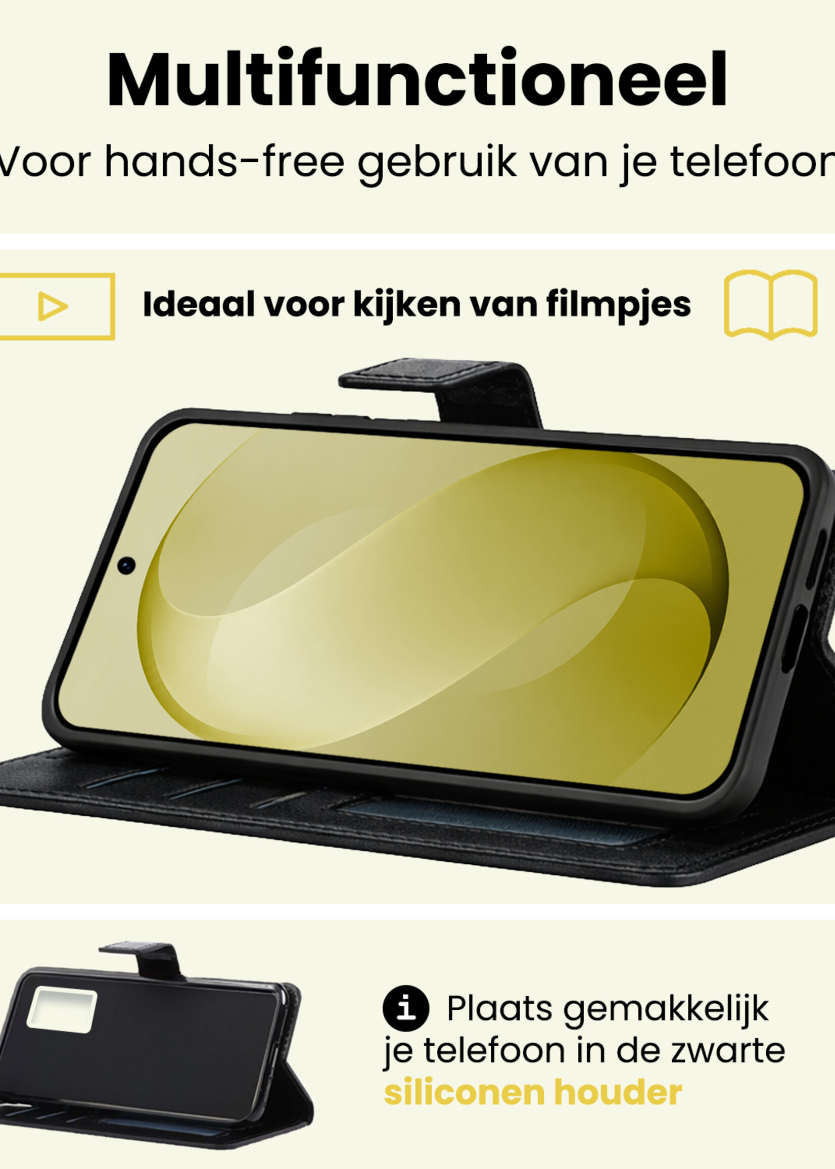 LUQ LUQ Samsung Galaxy S26 FE Hoesje Bookcase Met 2x Screenprotector - Zwart