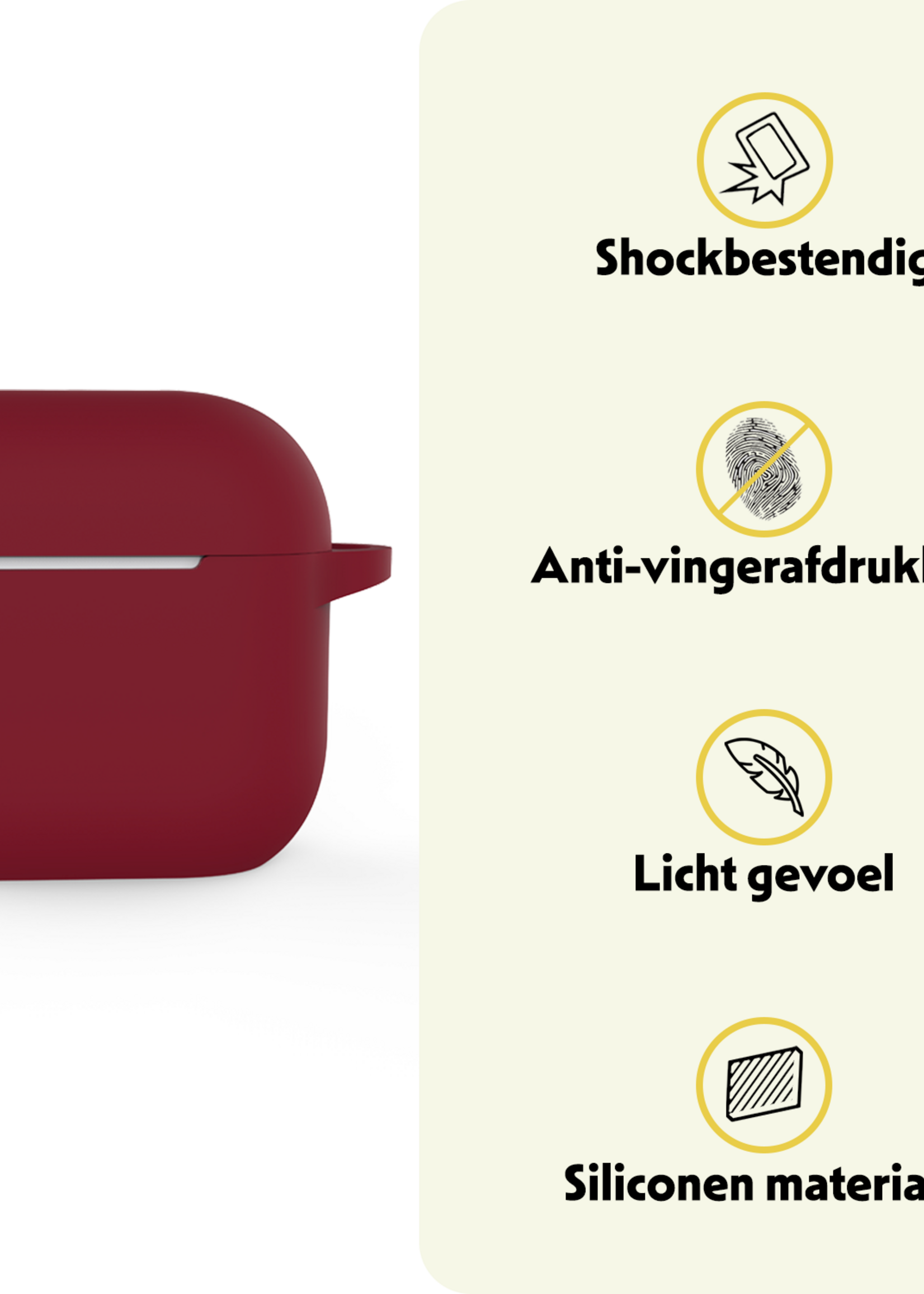 LUQ LUQ Siliconen Hoesje Voor Apple AirPods 5 - Donkerrood