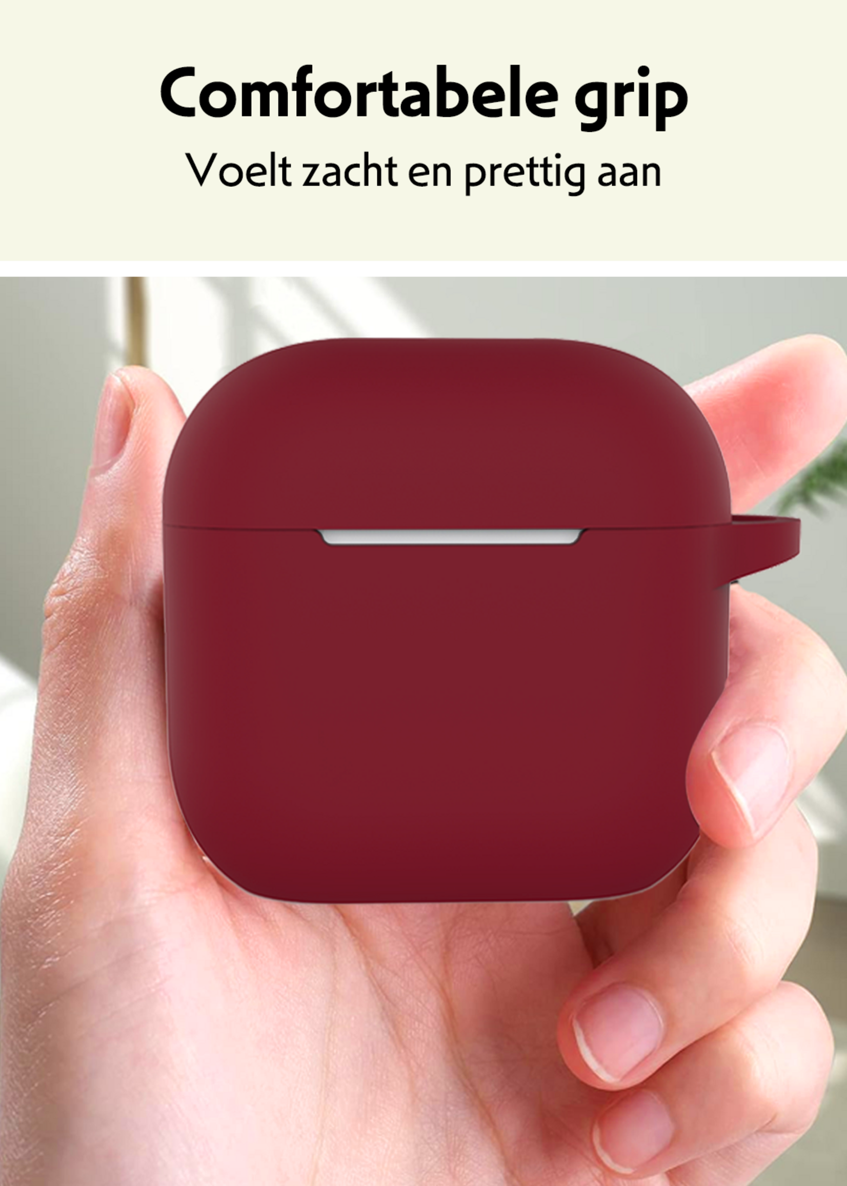 LUQ LUQ Siliconen Hoesje Voor Apple AirPods 5 - Donkerrood