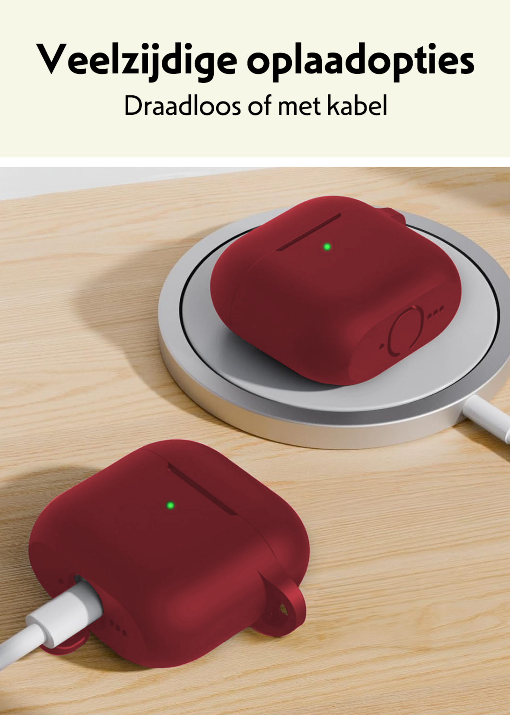 LUQ LUQ Siliconen Hoesje Voor Apple AirPods 5 - Donkerrood