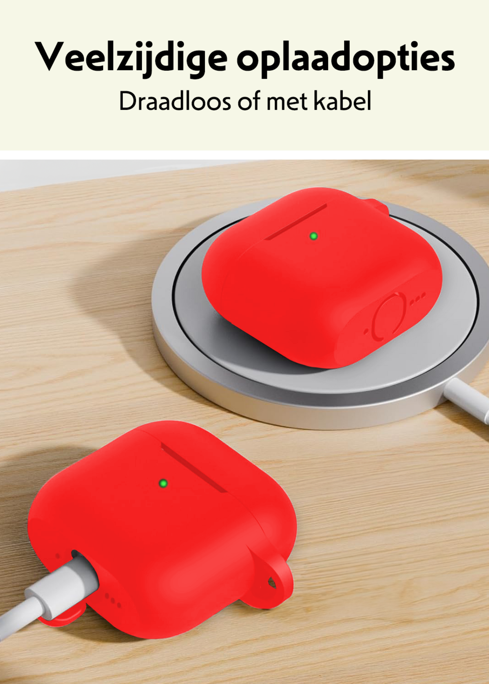 LUQ LUQ Siliconen Hoesje Voor Apple AirPods 5 - Rood