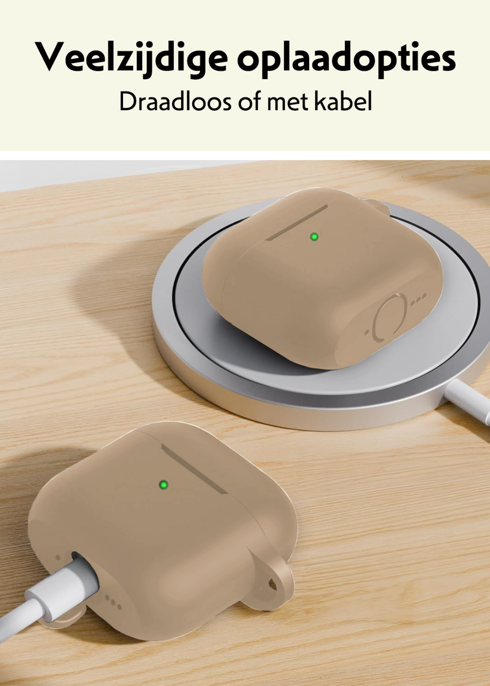 LUQ LUQ Siliconen Hoesje Voor Apple AirPods 5 - Zand