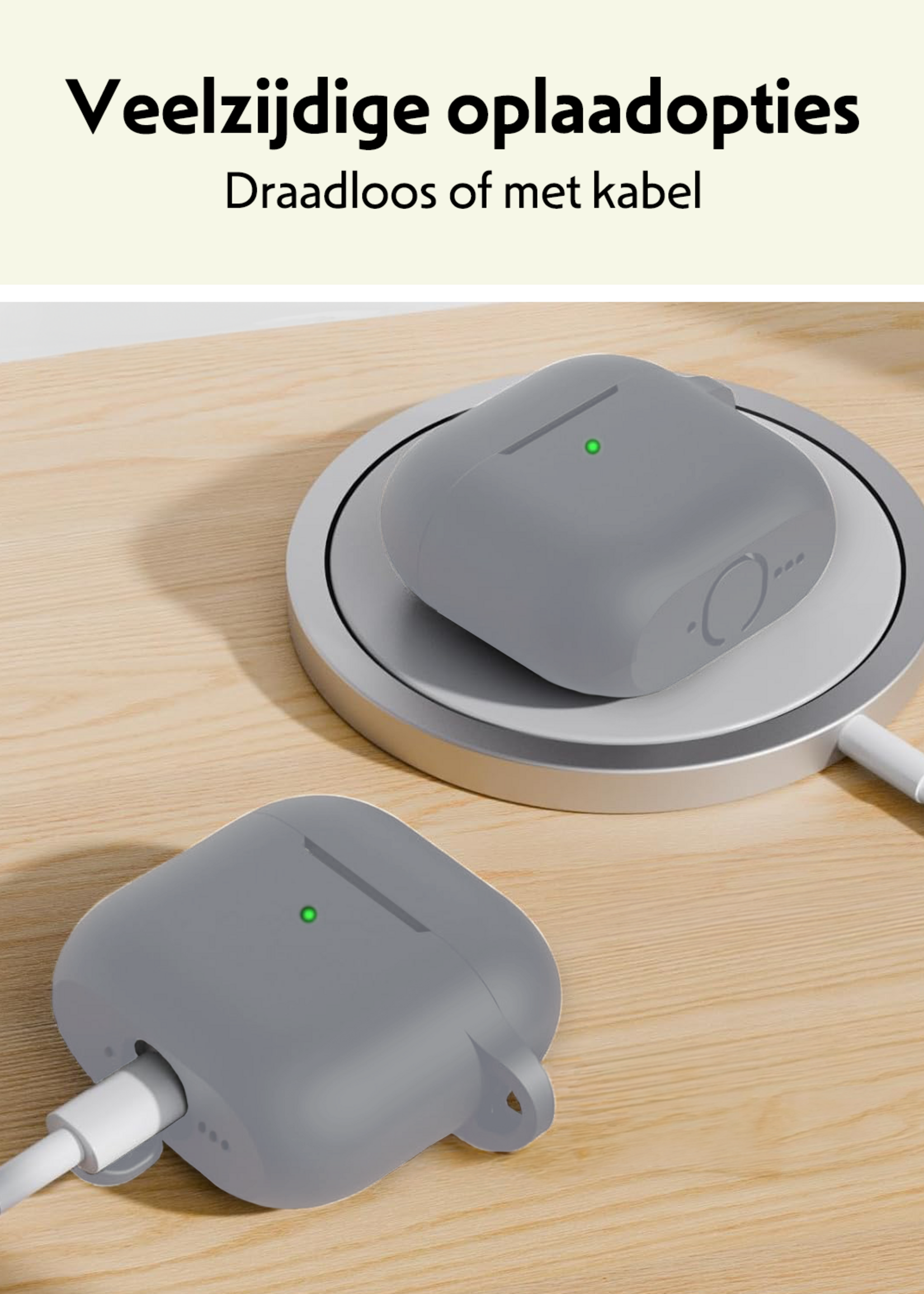 LUQ LUQ Siliconen Hoesje Voor Apple AirPods 5 - Grijs