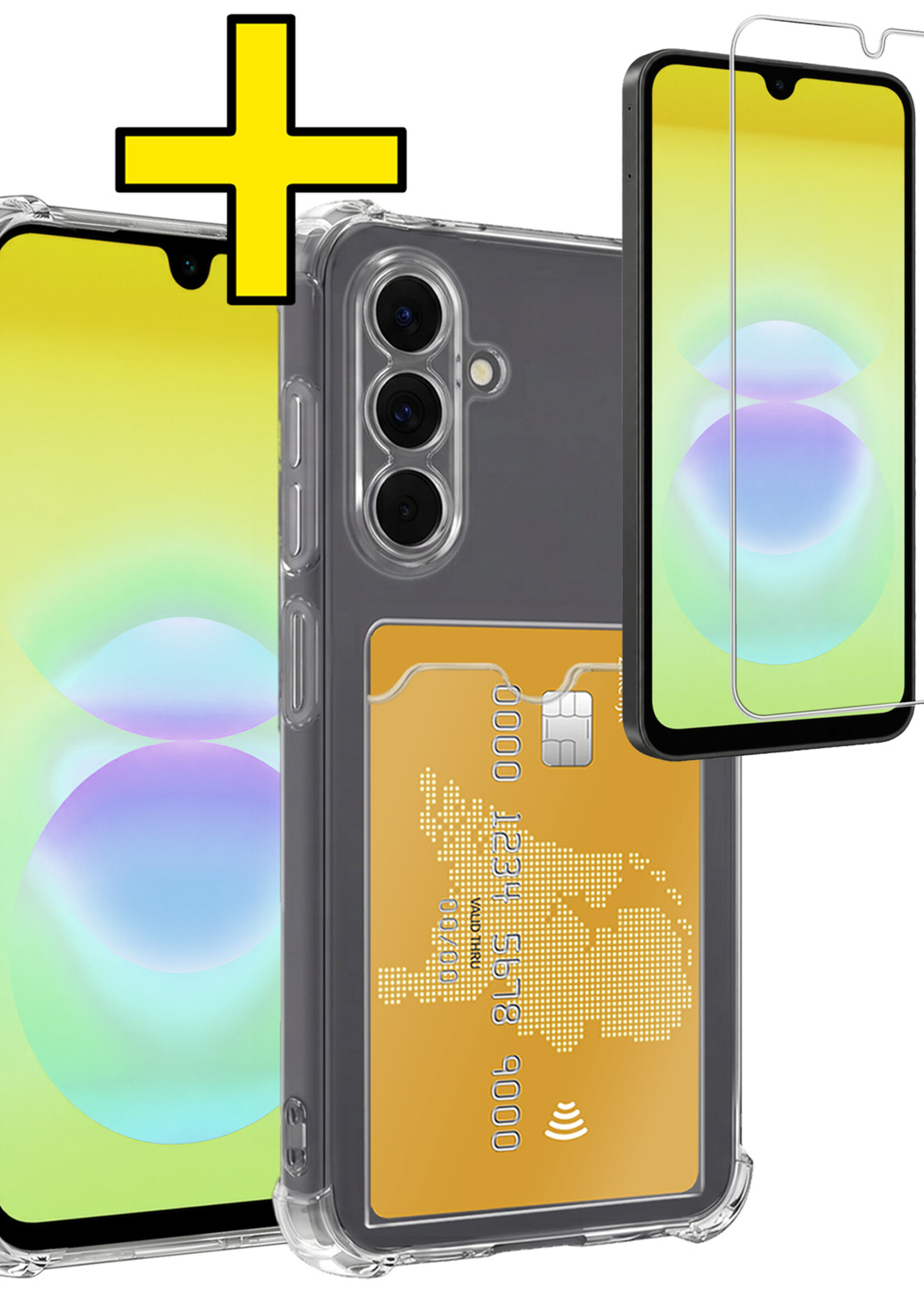 LUQ LUQ Samsung Galaxy A18 Hoesje Pashouder Met Screenprotector