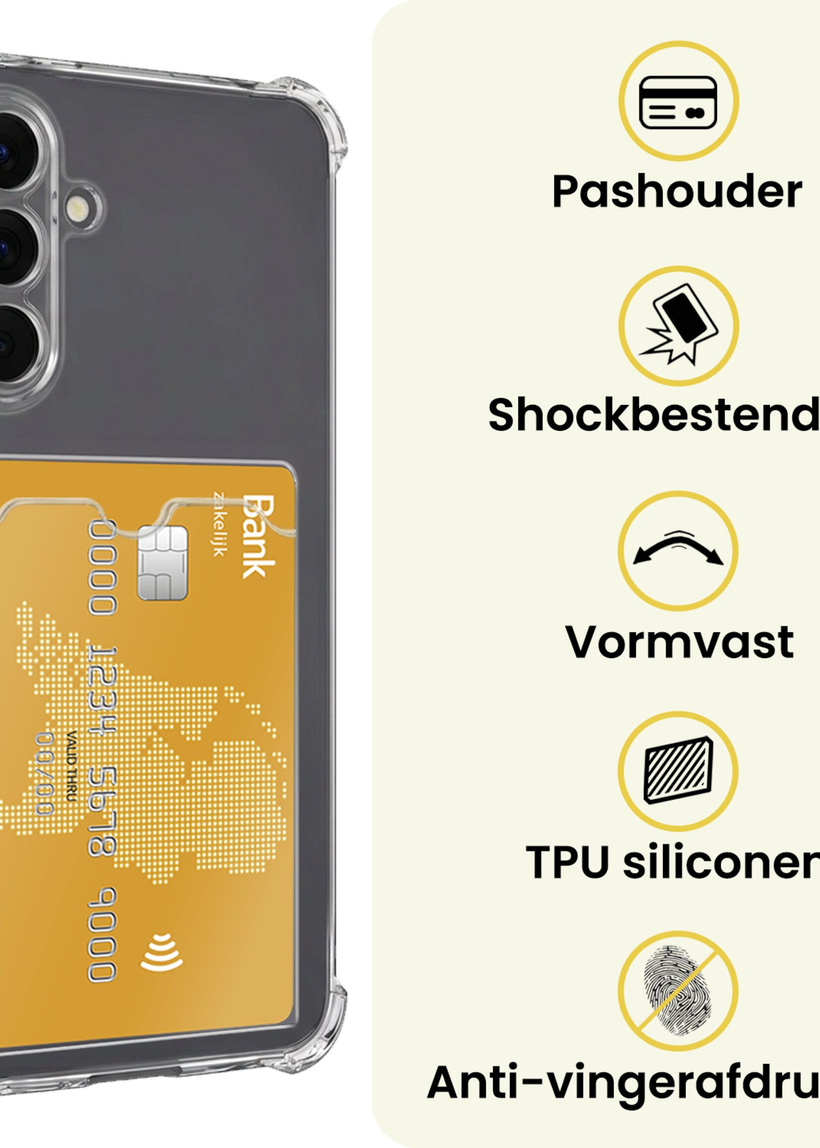 LUQ LUQ Samsung Galaxy A18 Hoesje Pashouder Met Screenprotector