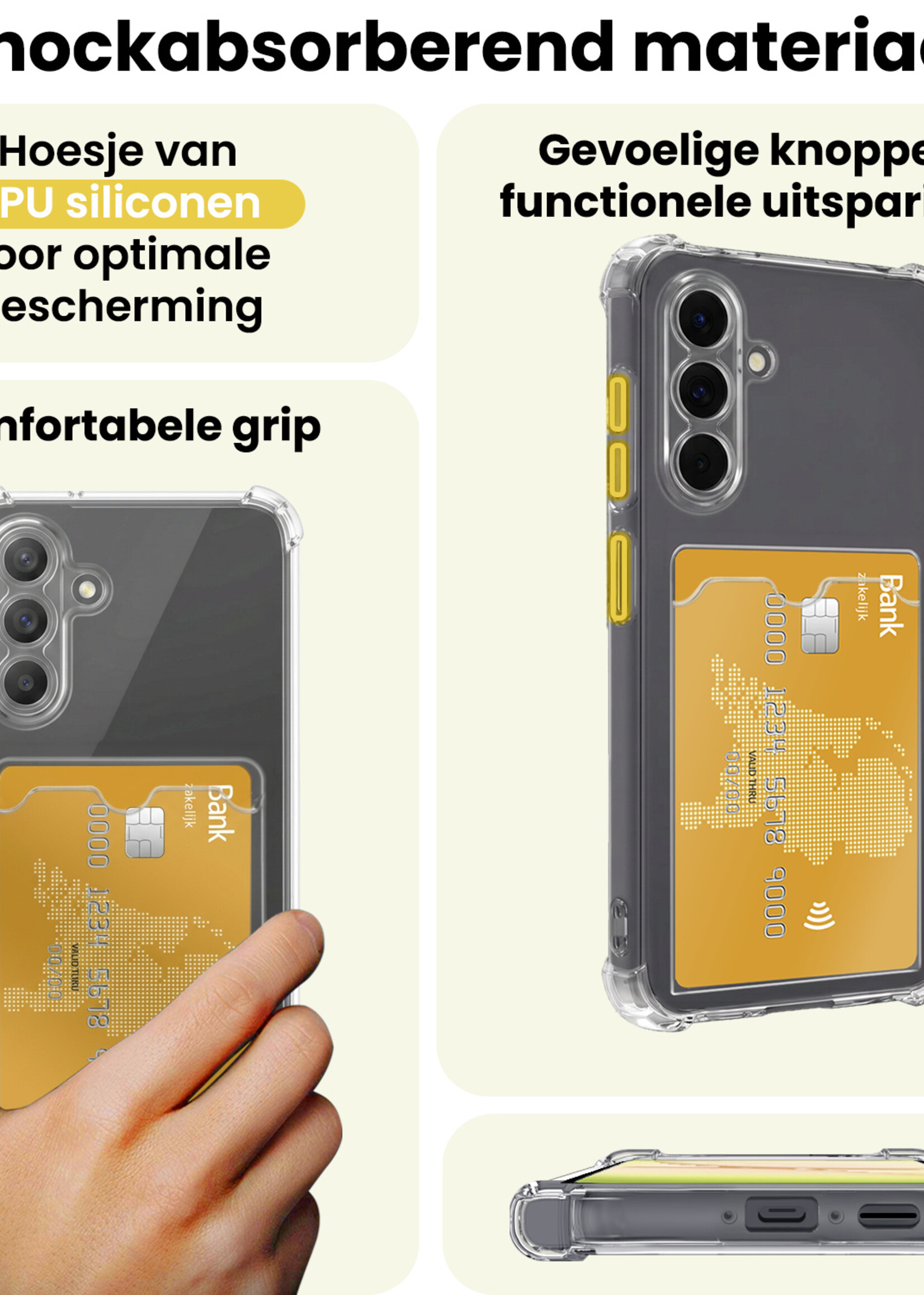 LUQ LUQ Samsung Galaxy A18 Hoesje Pashouder Met Screenprotector