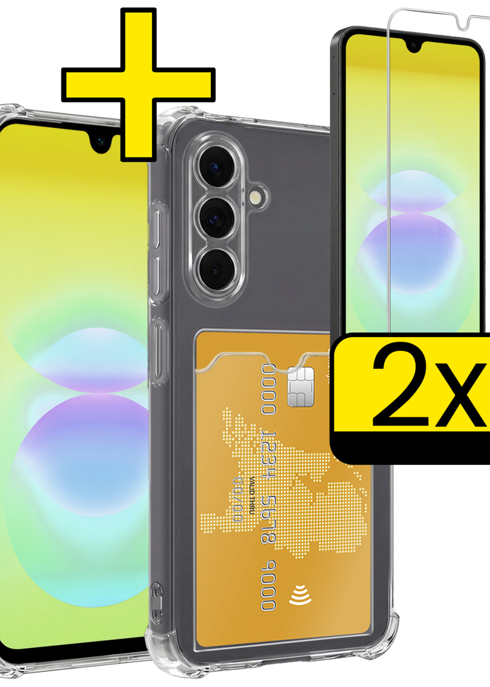 LUQ LUQ Samsung Galaxy A18 Hoesje Pashouder Met 2x Screenprotector