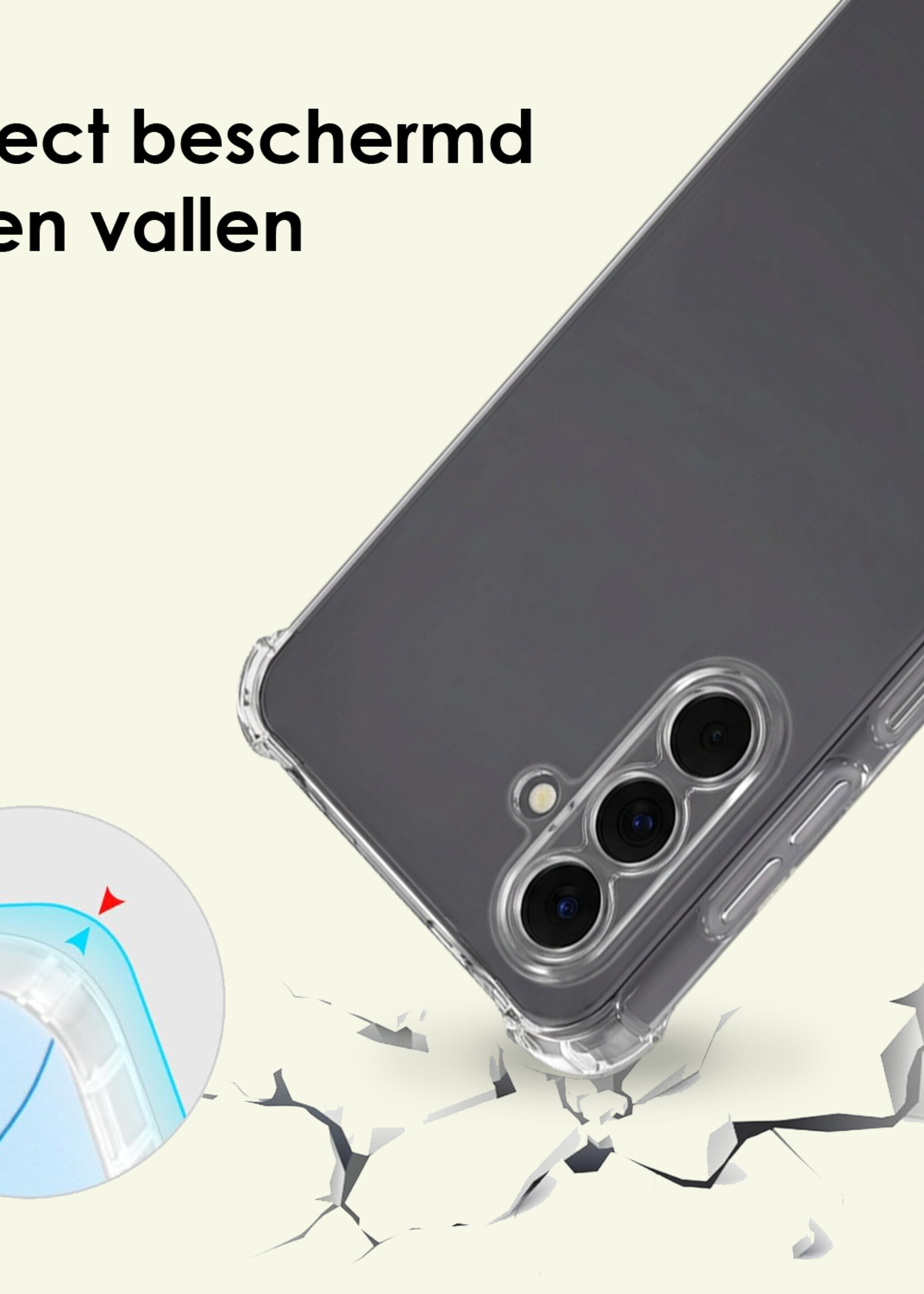 LUQ LUQ Samsung Galaxy A18 Hoesje Transparant Shockproof Met Zwart Koord