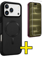 LUQ LUQ iPhone 18 Pro Magsafe Leer Hoesje Zwart Met Screenprotector
