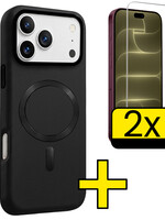 LUQ LUQ iPhone 18 Pro Magsafe Leer Hoesje Zwart Met 2x Screenprotector