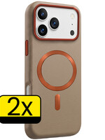 LUQ LUQ iPhone 18 Pro Max Magsafe Leer Hoesje - Crème - 2 PACK