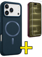 LUQ LUQ iPhone 18 Pro Max Magsafe Leer Hoesje Blauw Met Screenprotector