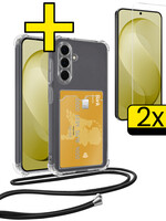 LUQ LUQ Samsung Galaxy S26 FE Hoesje Pashouder met Koord Met 2x Screenprotector