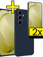LUQ LUQ Samsung Galaxy S26 FE Hoesje Siliconen Met 2x Screenprotector - Donkerblauw